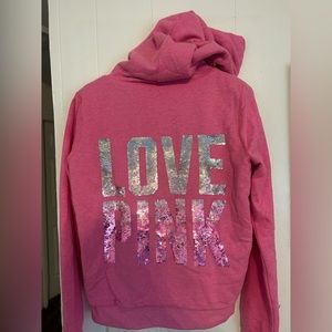 Pink Victoria secret sequin hoodie